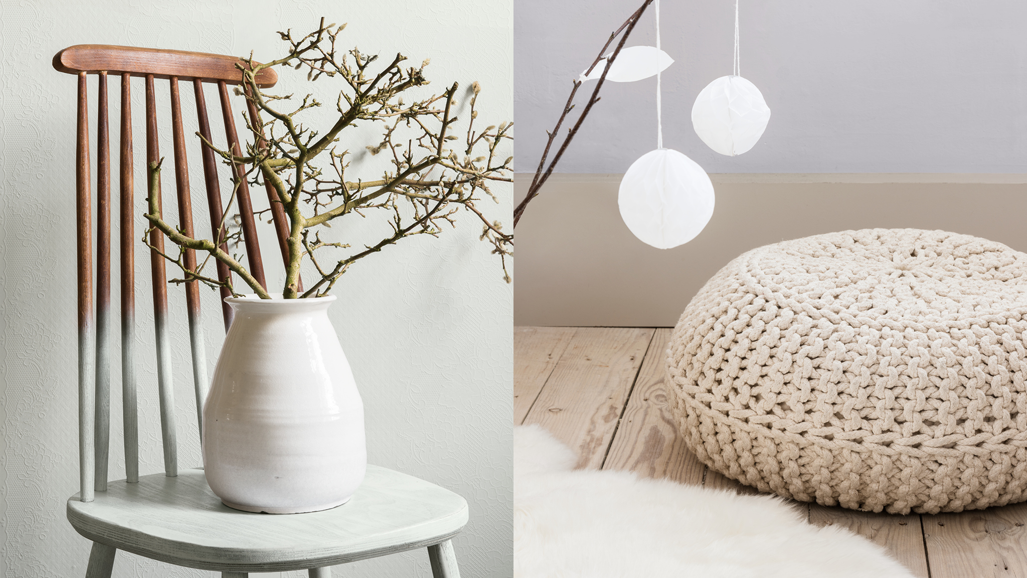 Natural material still life Mix between paint in soft hues and leaving some materials in their natural state.