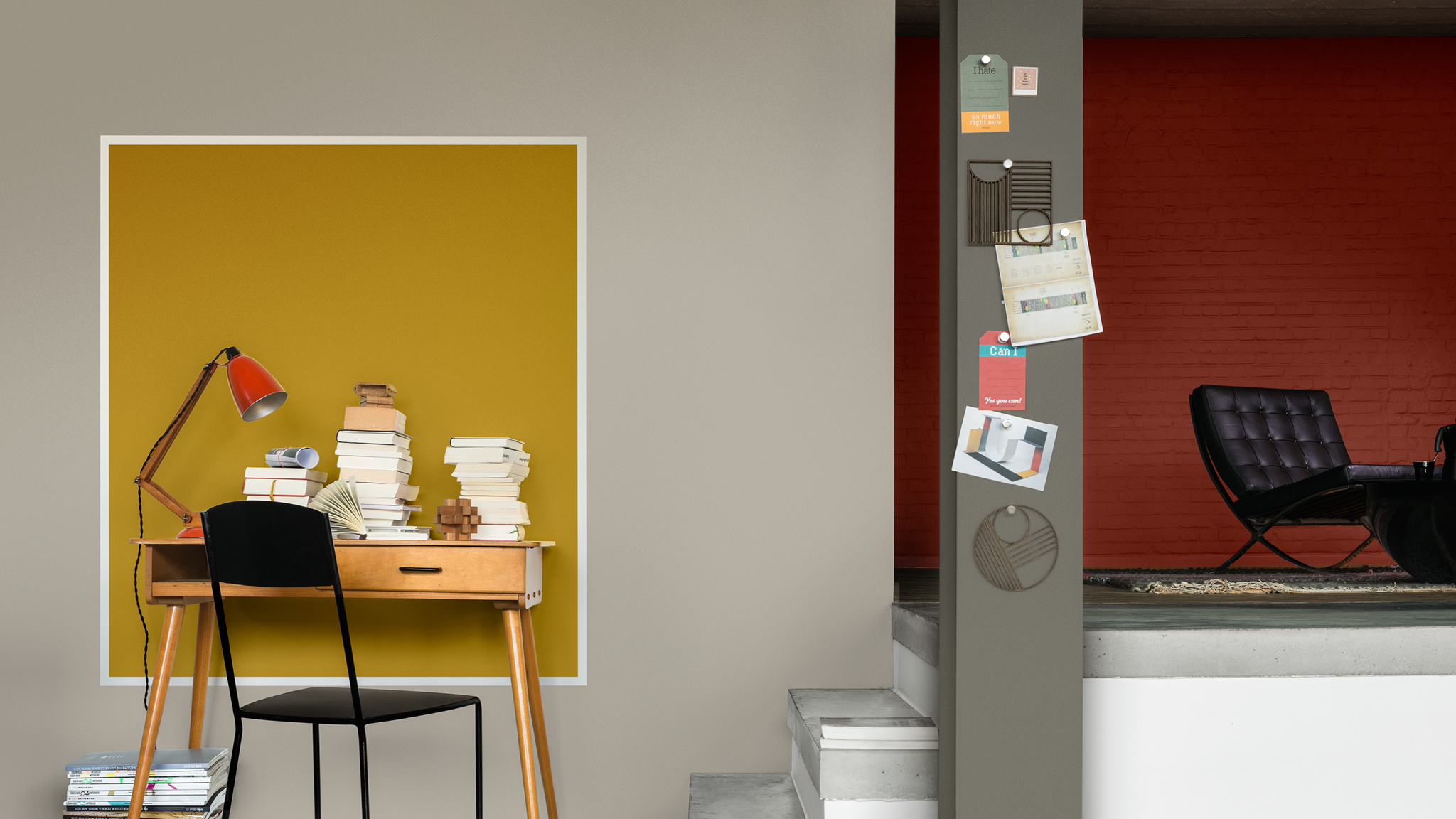 Workspace with block colour Zone your workspace with a block of colour.