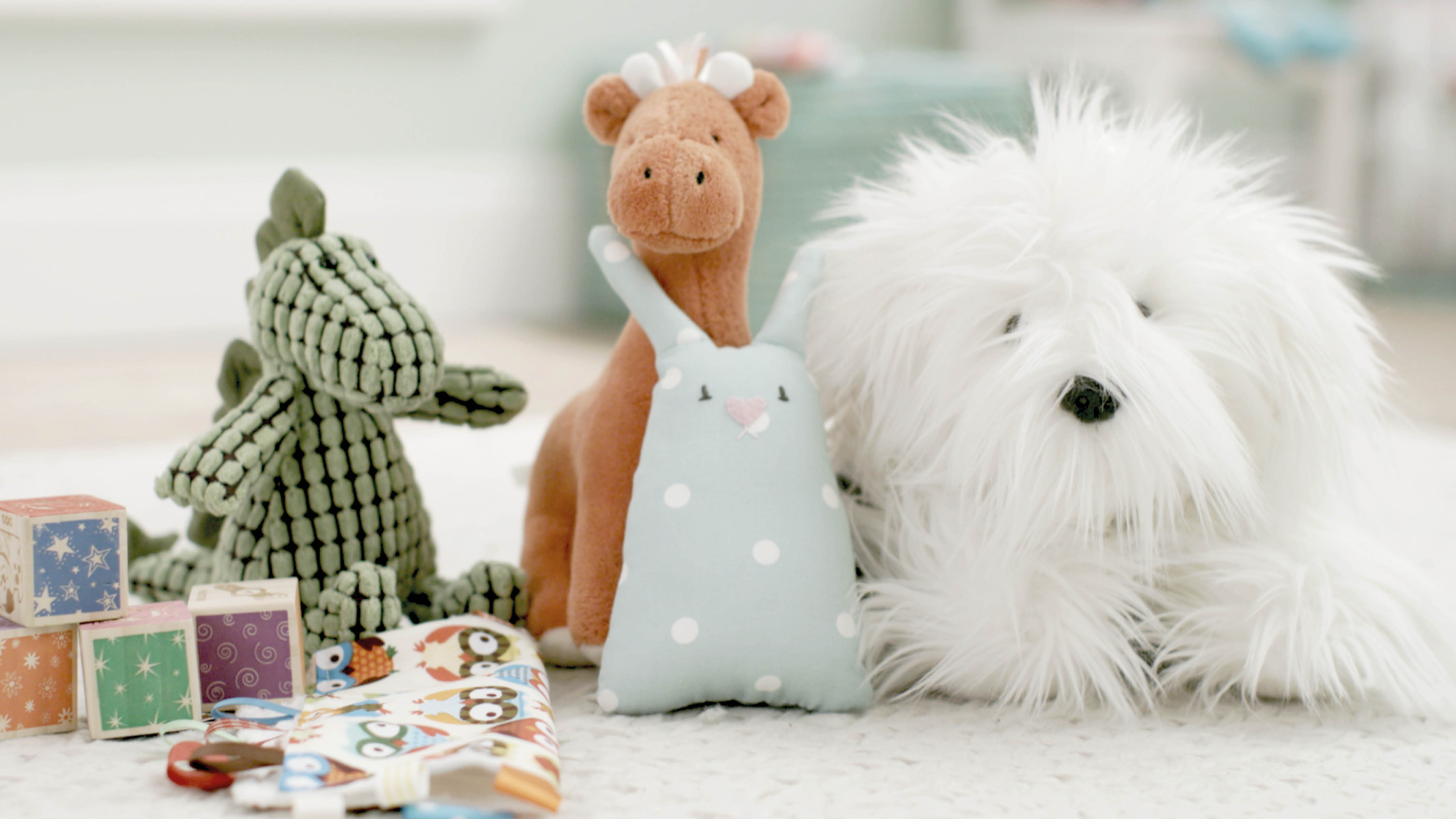 A collection of nursery toys By the time a baby reaches eight months old, their colour vision is almost as good as an adults and they can recognise different and objects across a room.