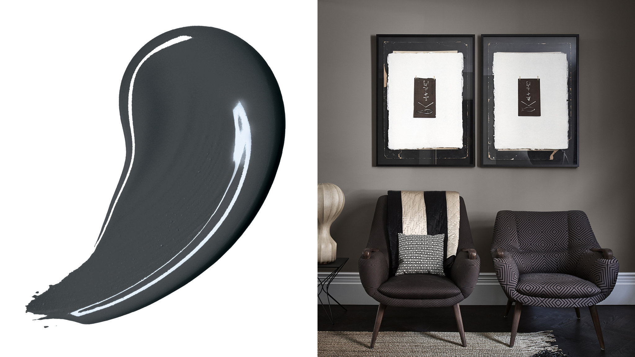Add drama to your living room A dark, bold colour scheme will immediately add drama and flair to your new home. Deep charcoal grey is a versatile choice that will go with just about anything.