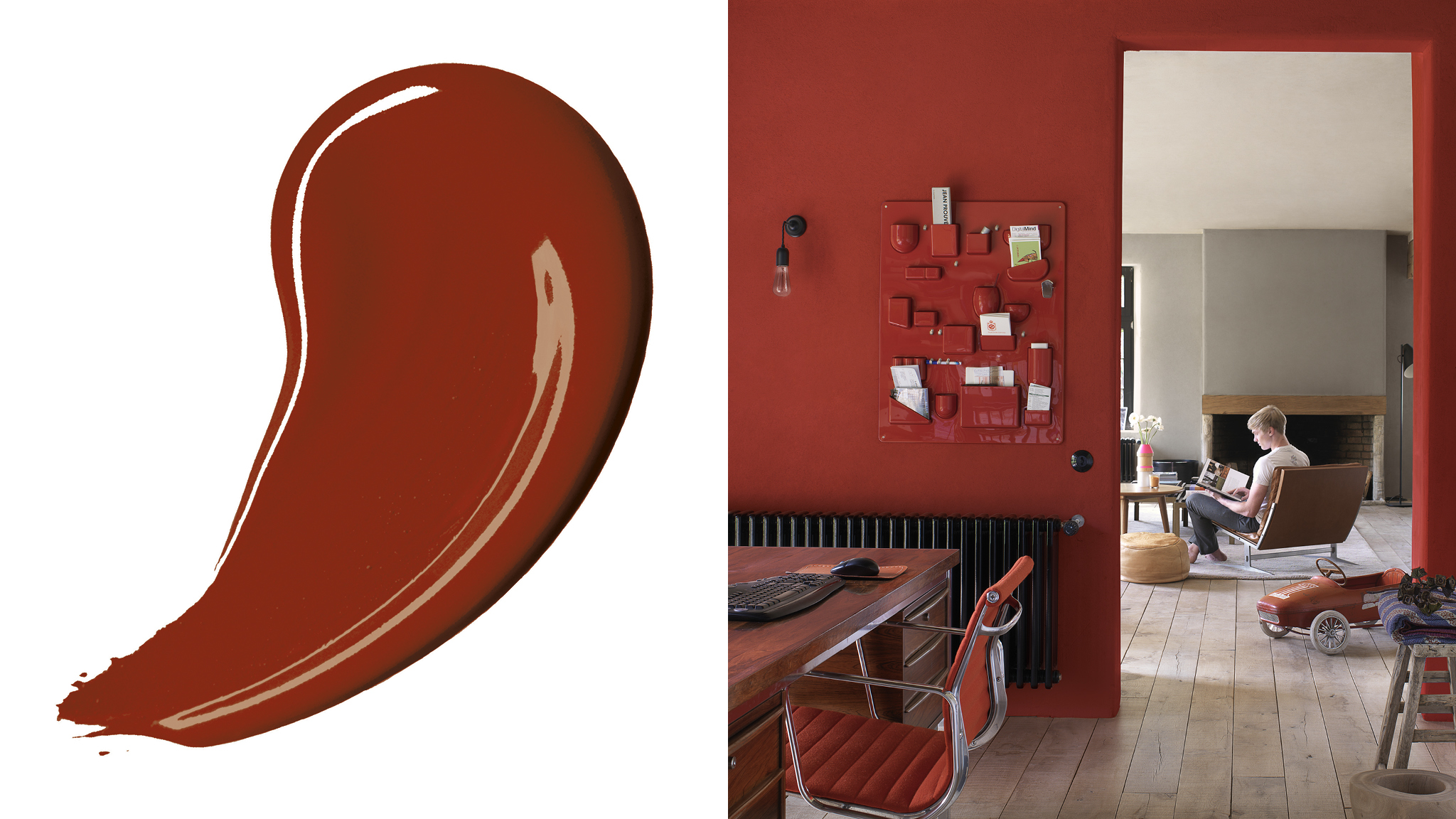 Add warmth with bold red Choosing a darker colour scheme is a great way to make a room feel instantly more cosy and intimate. Rich, deep reds or chocolaty shades tend to pull walls closer towards you.