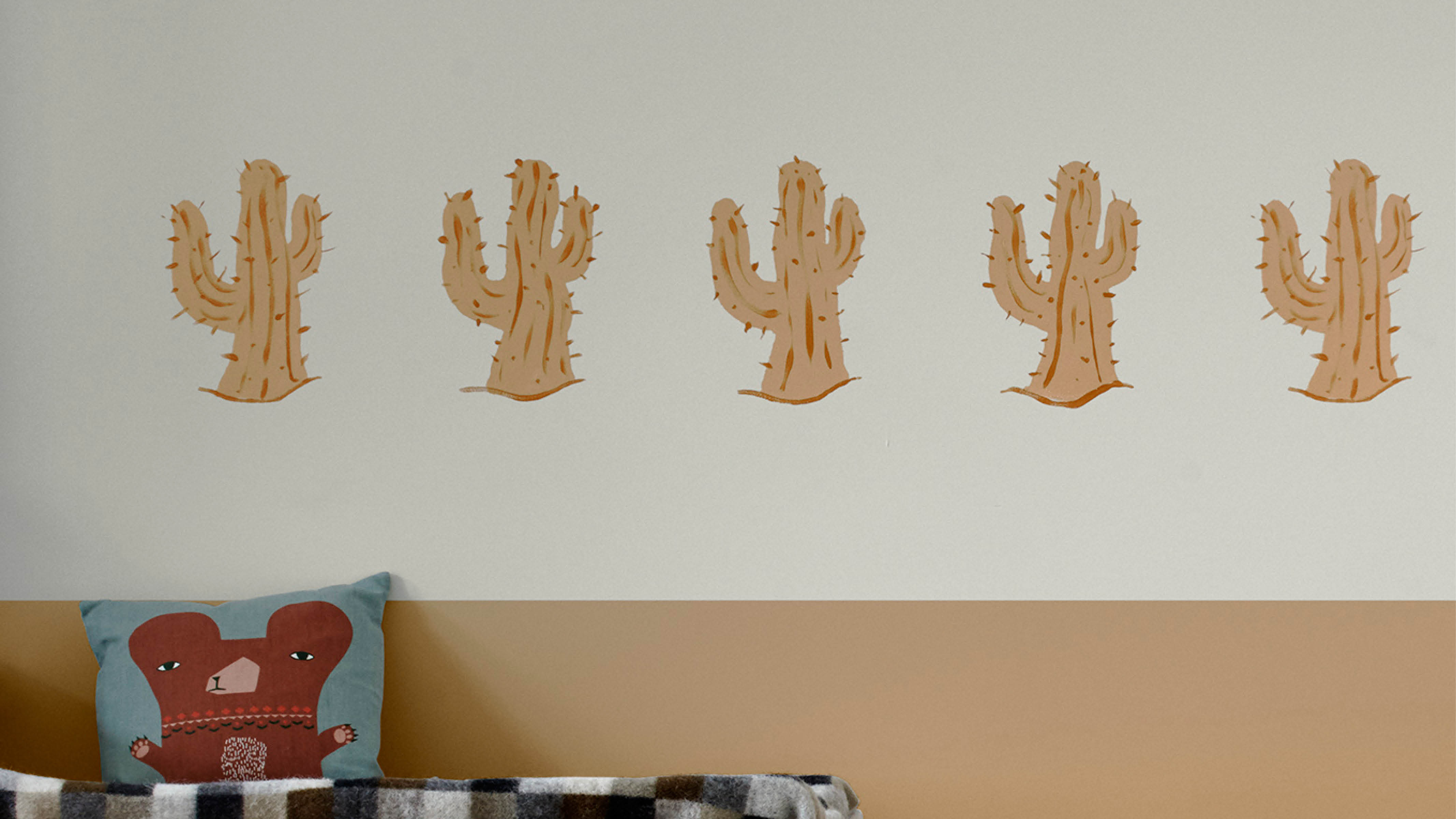Cactus nursery stencil For the Wild West, think towering cacti, wild horses, feathers and bow and arrows, but be as imaginative as you feel.