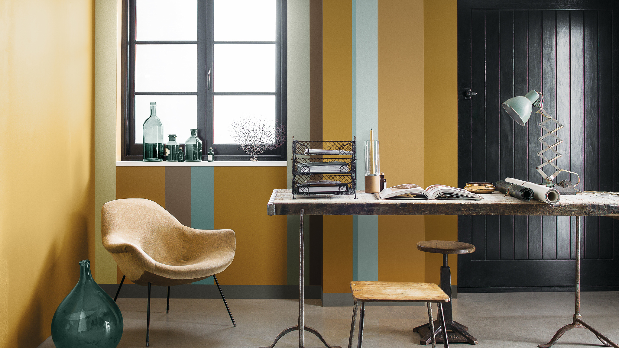 Decorate with striking stripes Consider how thick you want the lines to be and step outside your comfort zone by opting for bright colours, such as vibrant oranges and purples.