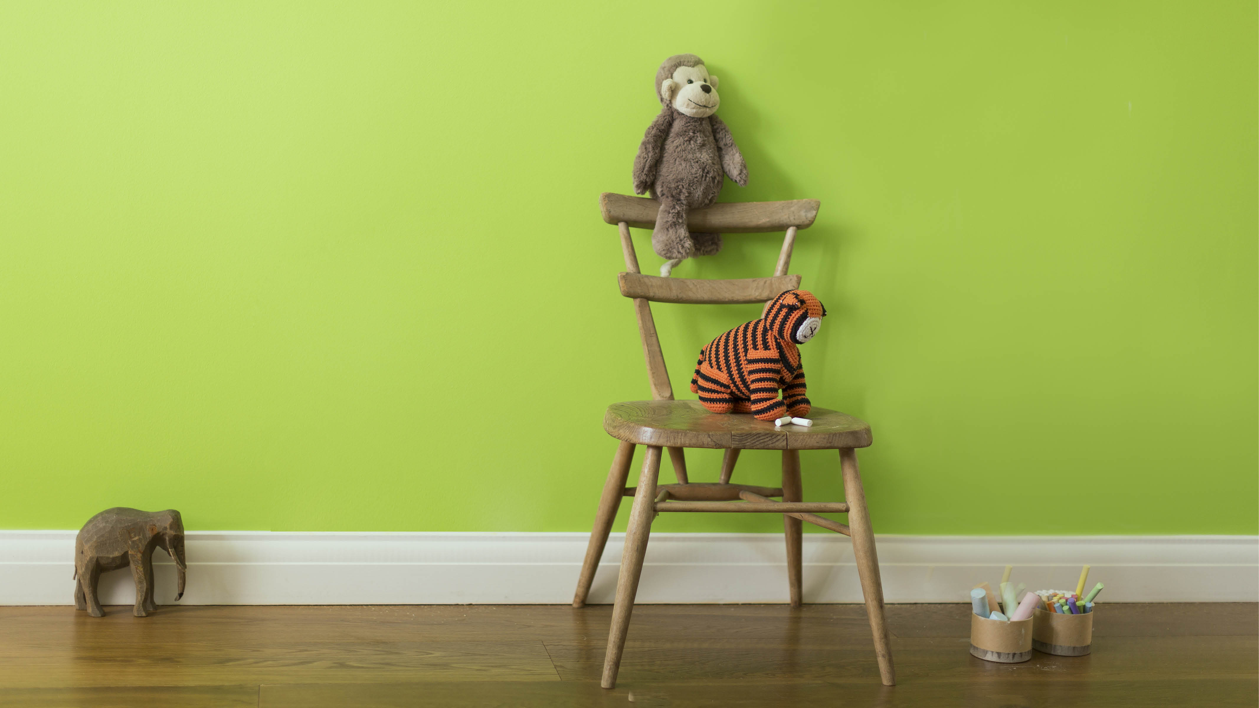Green painted nursery Why not paint your walls green and your ceiling blue to echo the way the colours appear in nature?