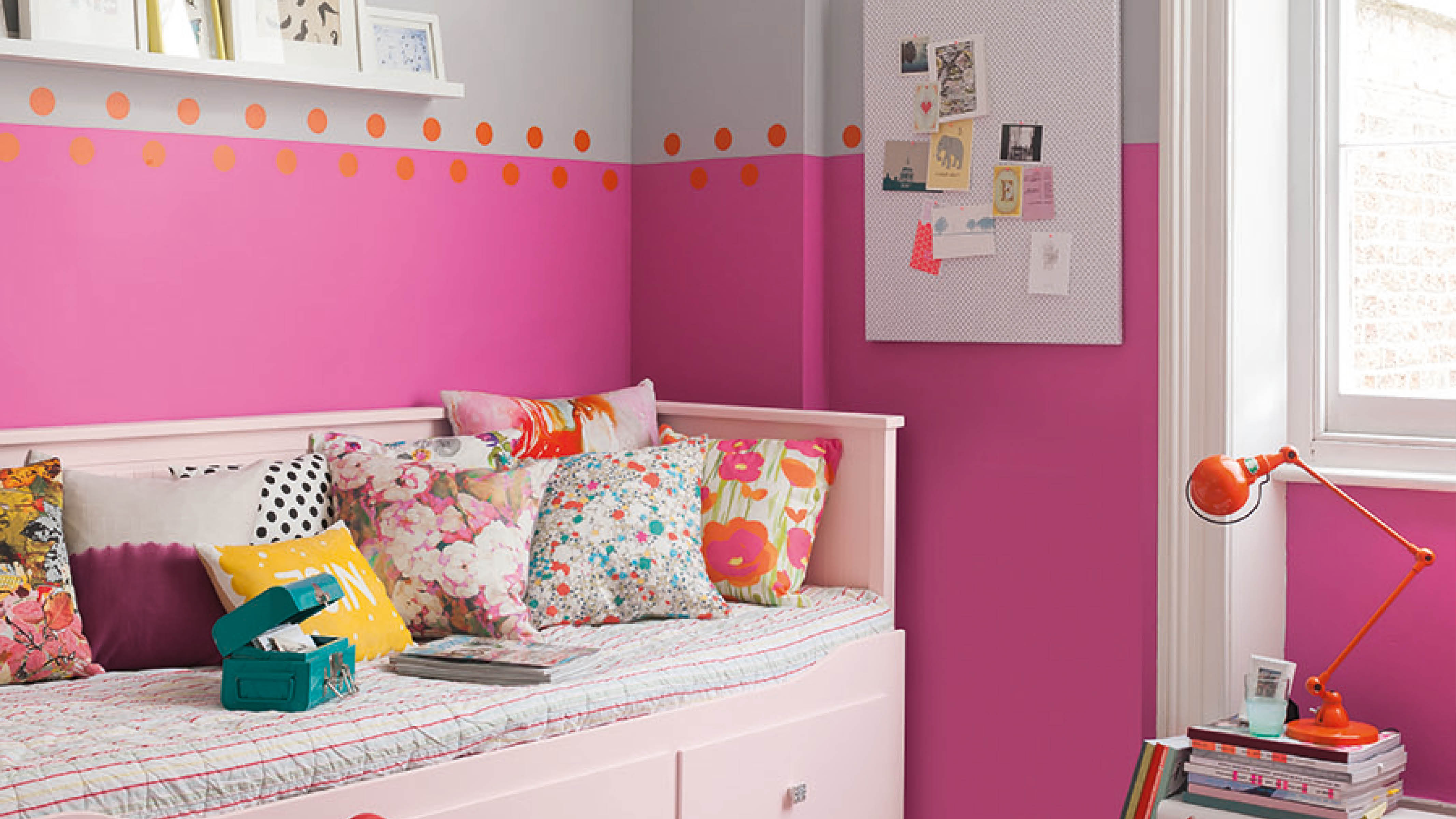 Pink and grey nursery Balancing a bold hue, such as neon pink with a more subdued colour, such as grey, is a great way to play around with colour without overwhelming your nursery scheme.