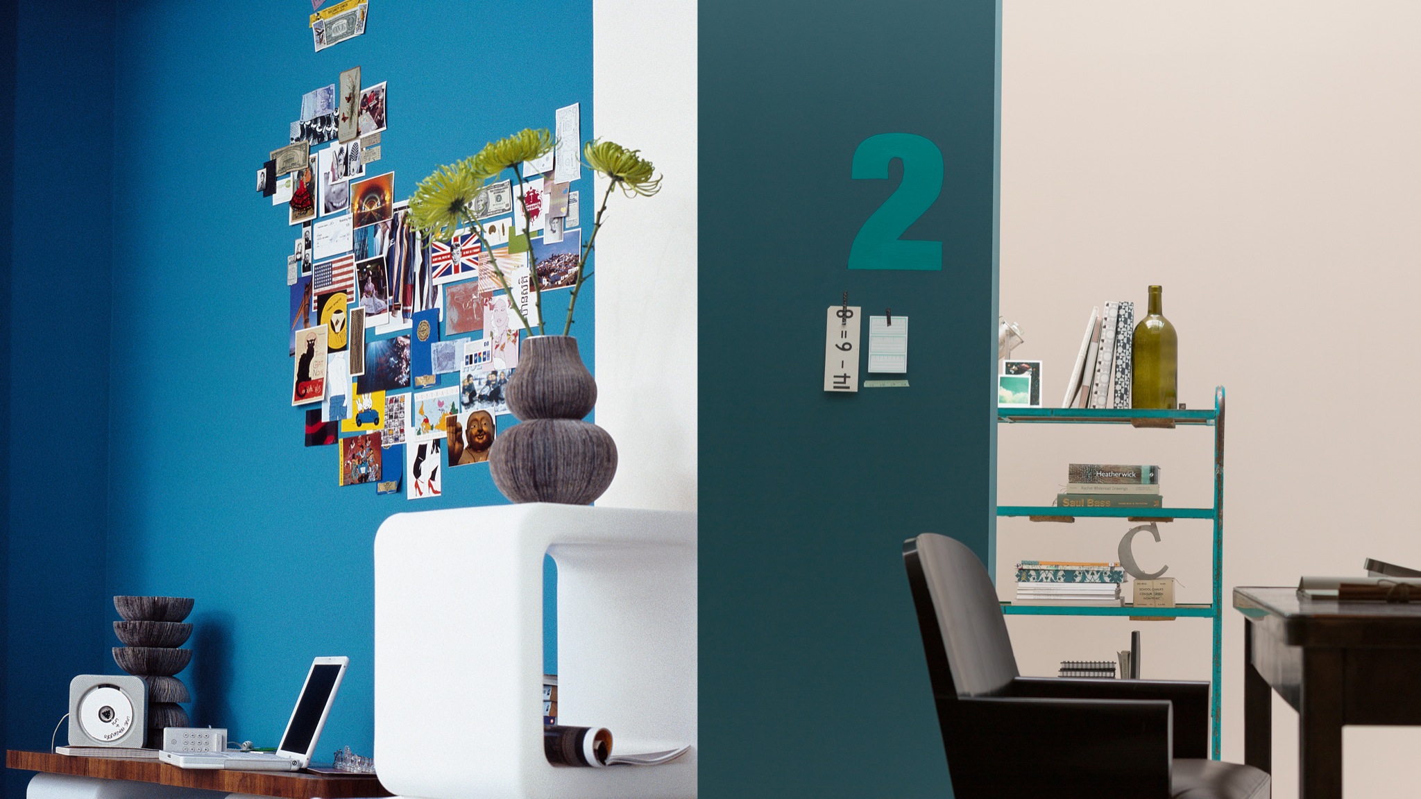 Push walls back with a cool colour Cooler colours help walls to recede, making the room feel more spacious and light. Go for pale shades of grey and blue for maximum lightening effect.