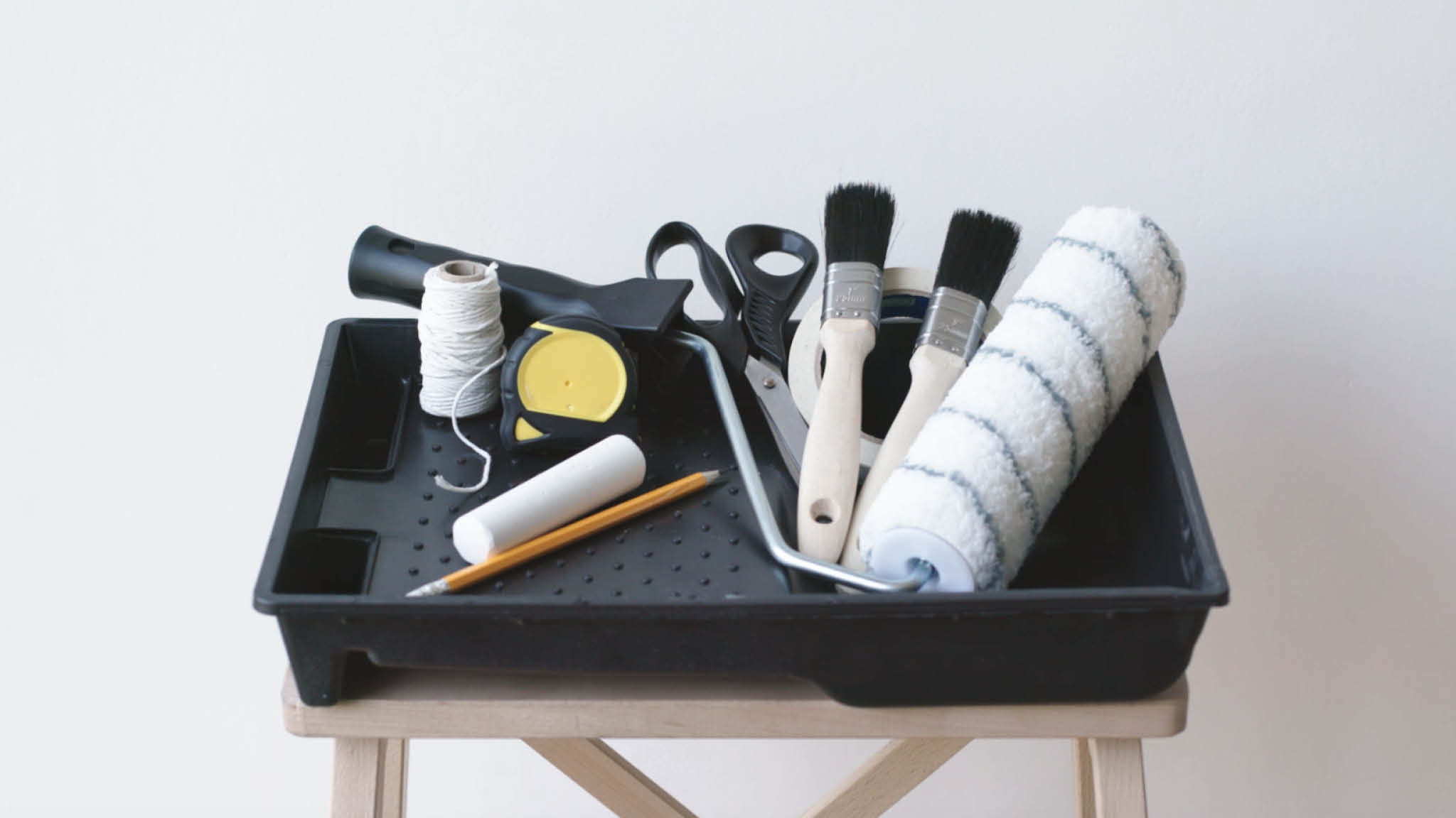 Equipment needed to paint a two-tone wall All the kit you’ll need to paint a two-tone wall