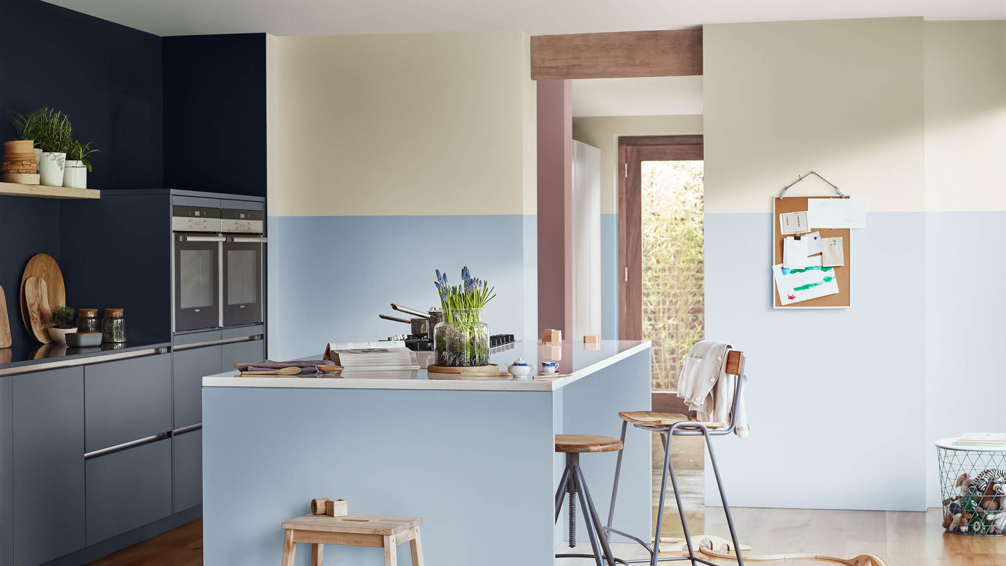 Natural blues and neutrals in a kitchen Cool blues and neutrals create calm