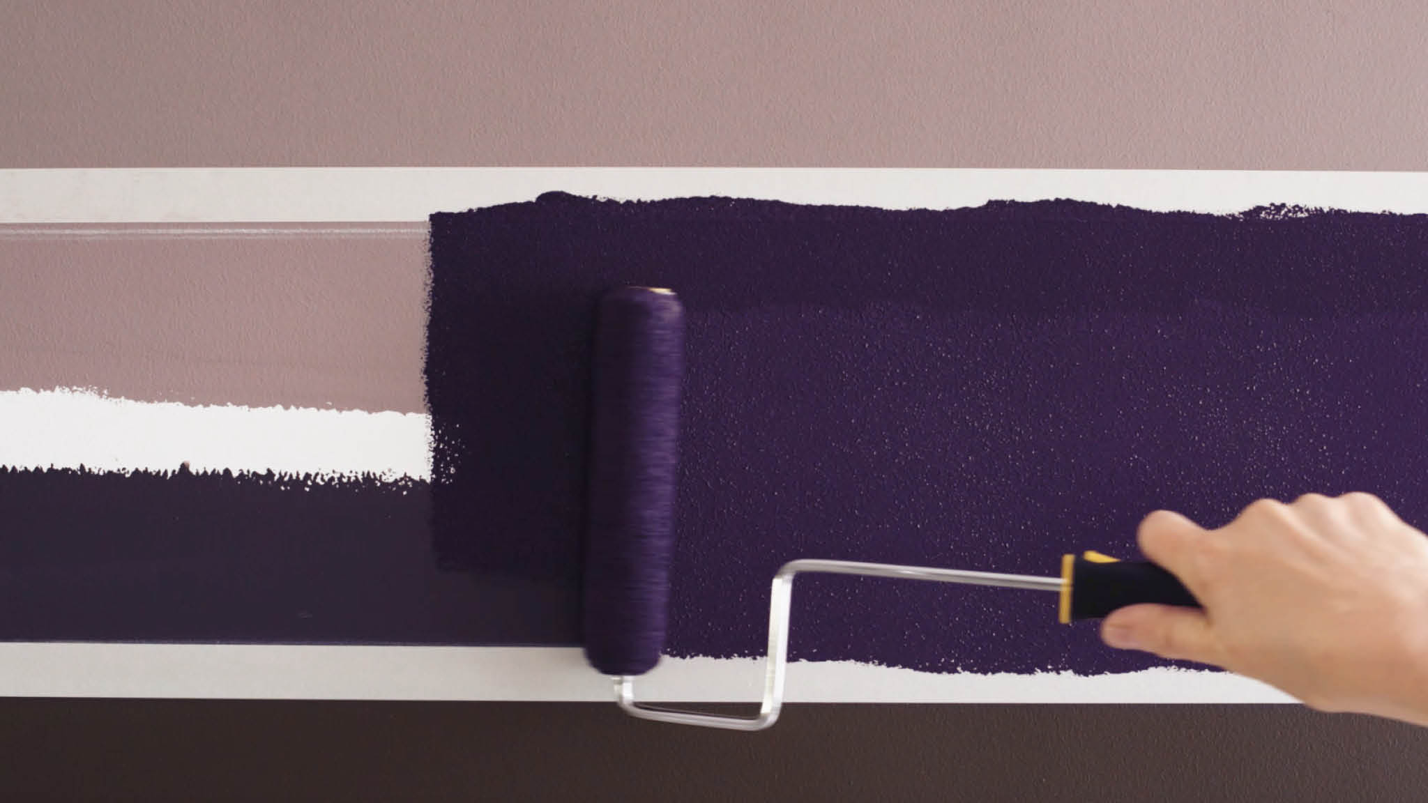 Step 5: Apply your blurred line colour Paint between your taped lines with a small roller